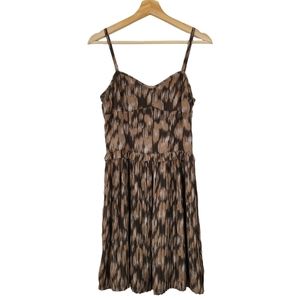 GREYLIN Sheer Brown Pleated Dress NWT